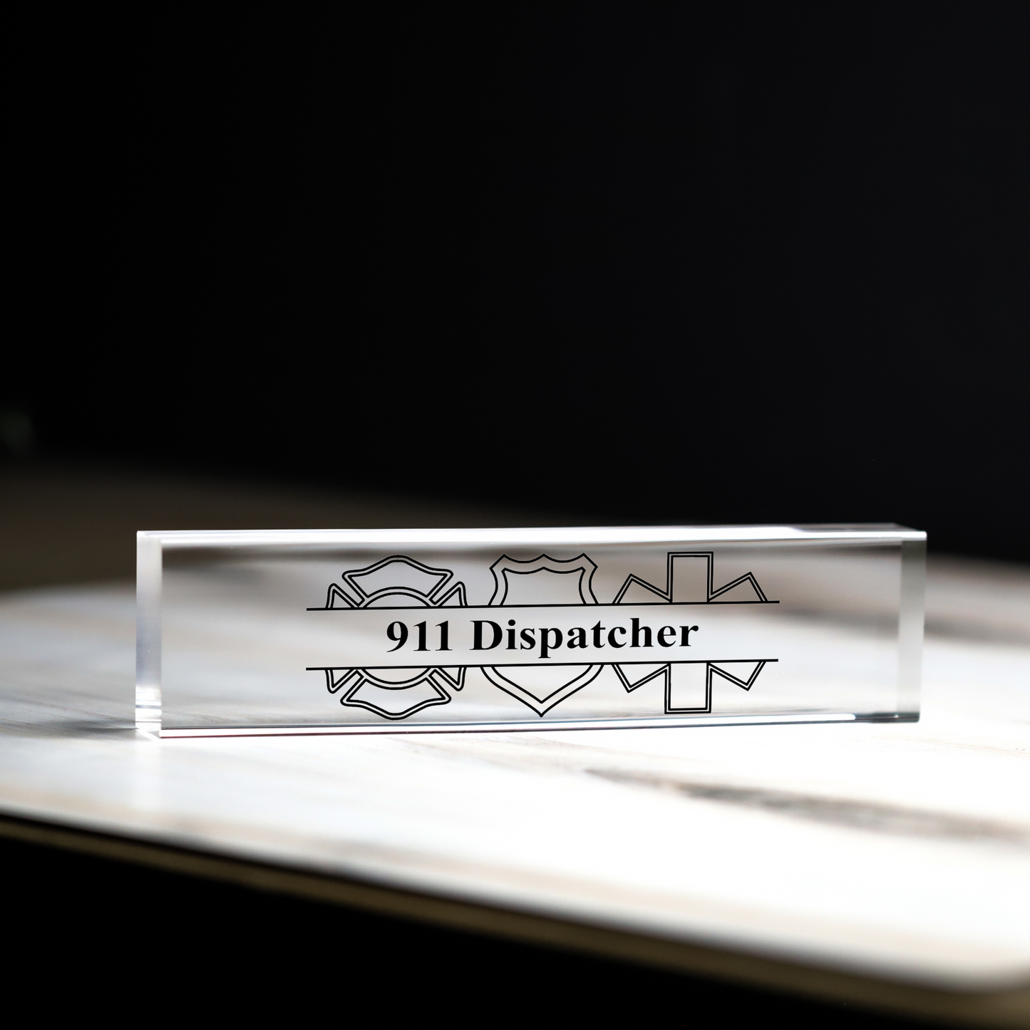911 Dispatcher Acrylic Desk Name Plate | Emergency Dispatcher Desk Sign | Communications Officer Gift | Dispatch Center Desk Decor | 911 Gift
