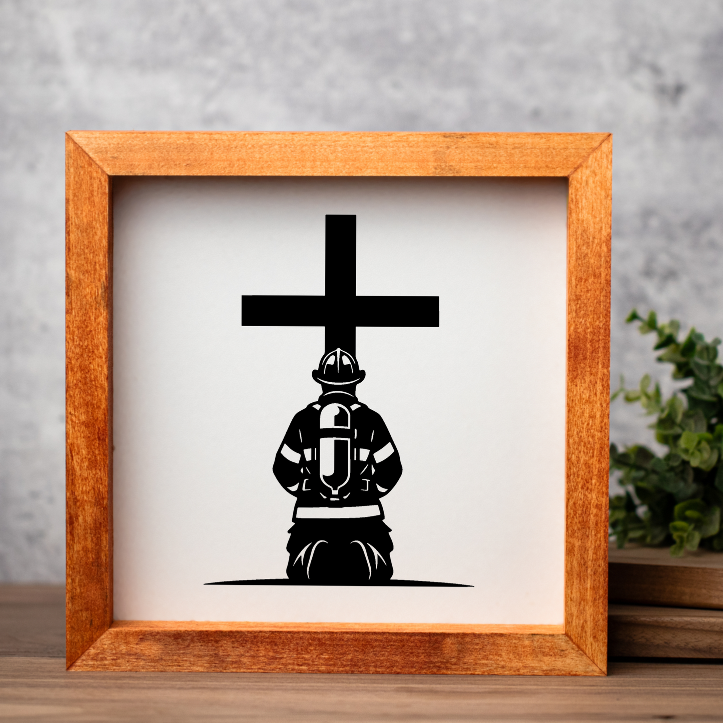 Firefighter 1:1 Wooden Framed Decor, Firefighter Handcrafted Wall Art, Perfect for Home or Office Decor