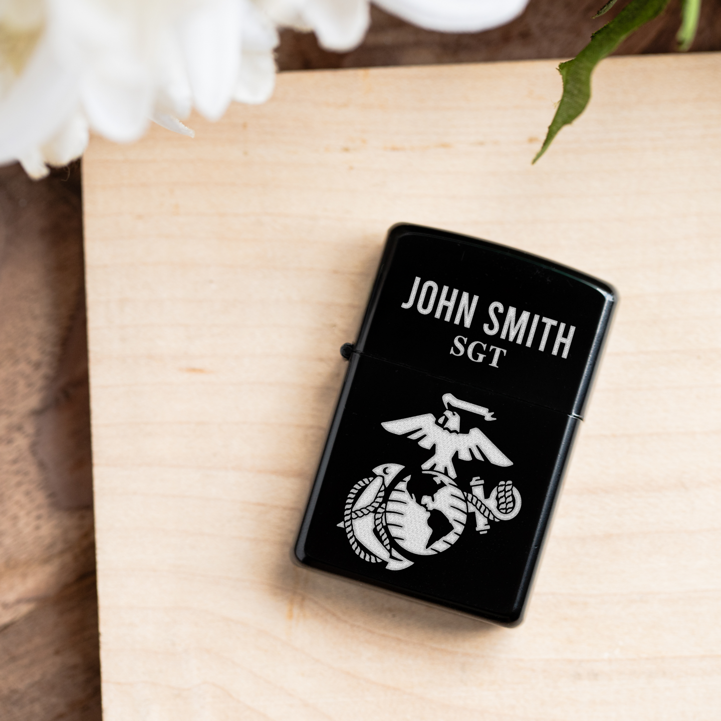 Marine Corps Custom Engraved Lighter with Military Design, Personalized Gift for Veterans, Marine Corps Gift Lighter Engraved