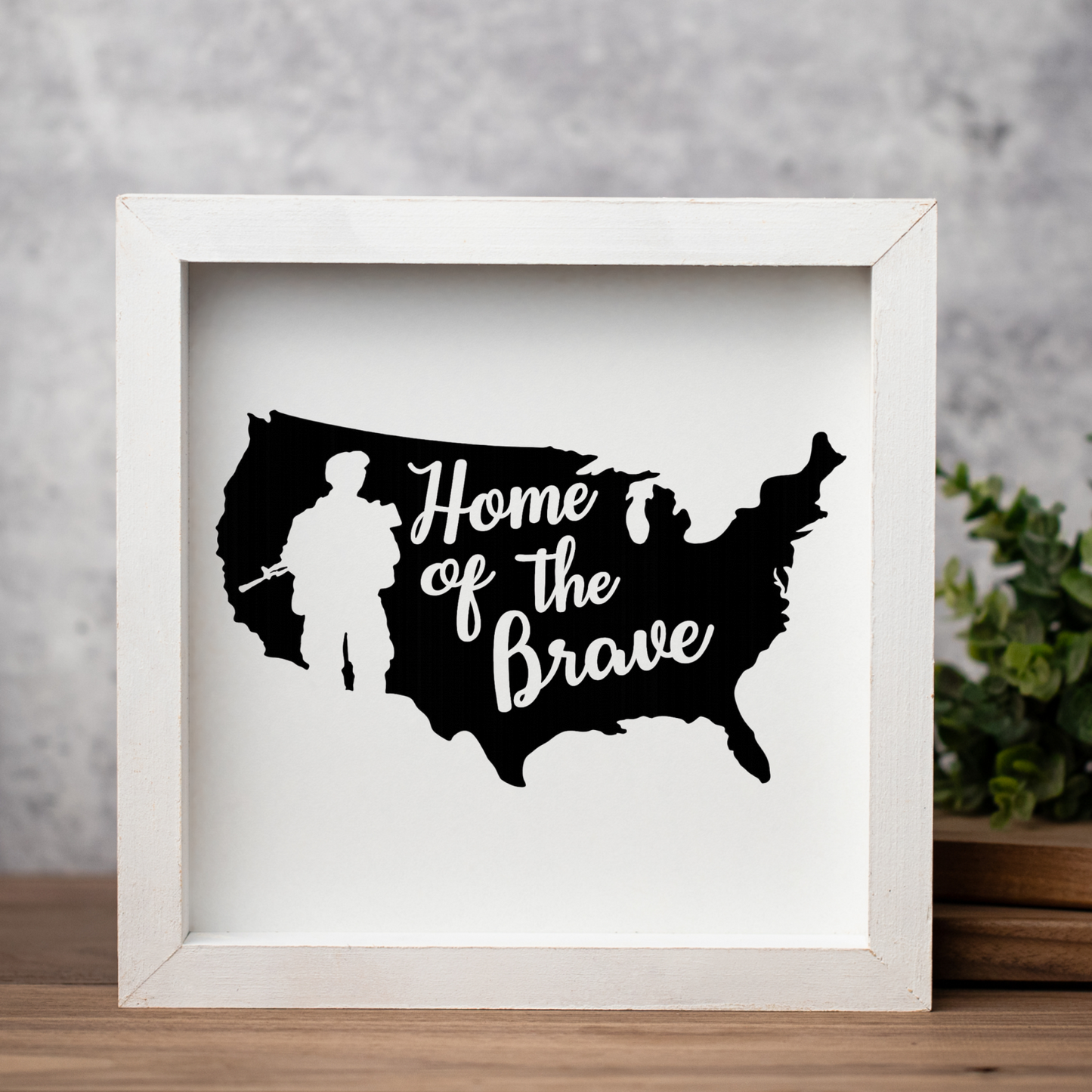 Home of the Brave Wooden Framed Decor