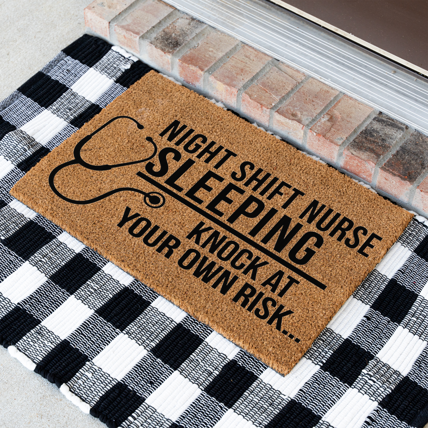 Night Shift Nurse Sleeping Doormat, Funny Nurse Gift, Knock at Your Own Risk