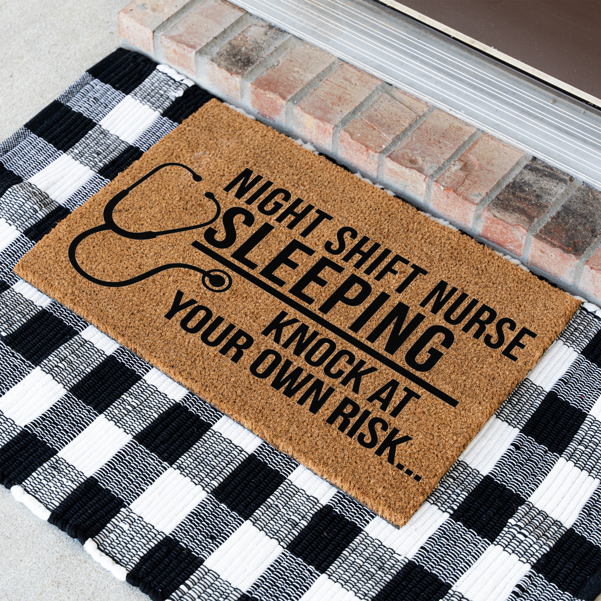 Night Shift Nurse Sleeping Doormat, Funny Nurse Gift, Knock at Your Own Risk