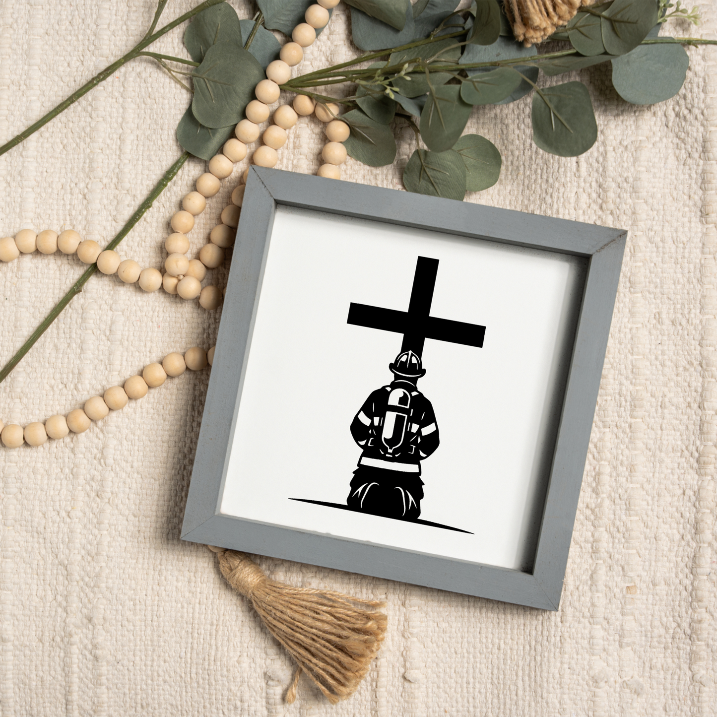 Firefighter 1:1 Wooden Framed Decor, Firefighter Handcrafted Wall Art, Perfect for Home or Office Decor
