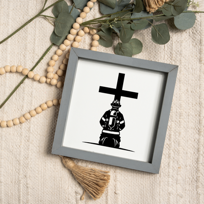 Firefighter 1:1 Wooden Framed Decor, Firefighter Handcrafted Wall Art, Perfect for Home or Office Decor