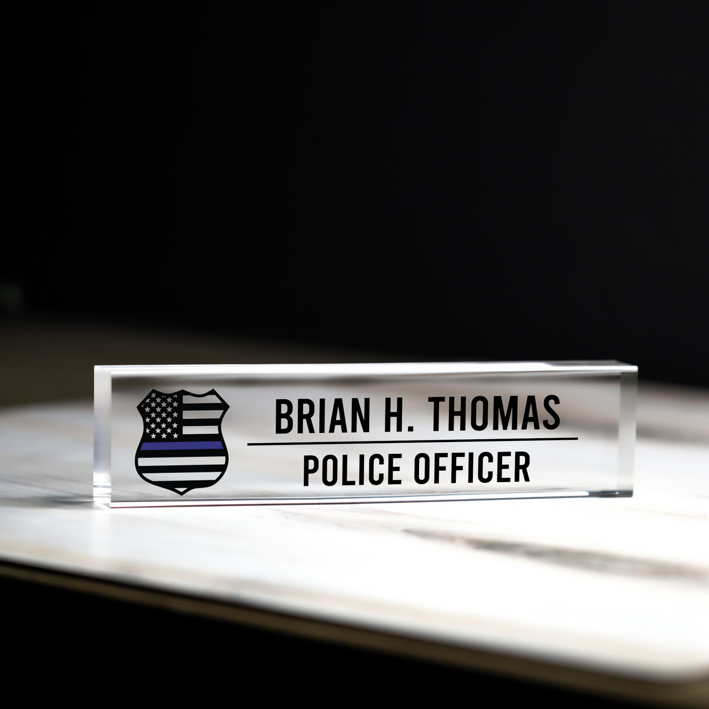 Custom Law Enforcement Clear Acrylic Desk Wedge