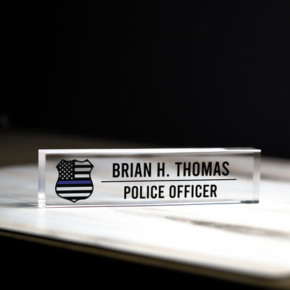 Custom Law Enforcement Clear Acrylic Desk Wedge