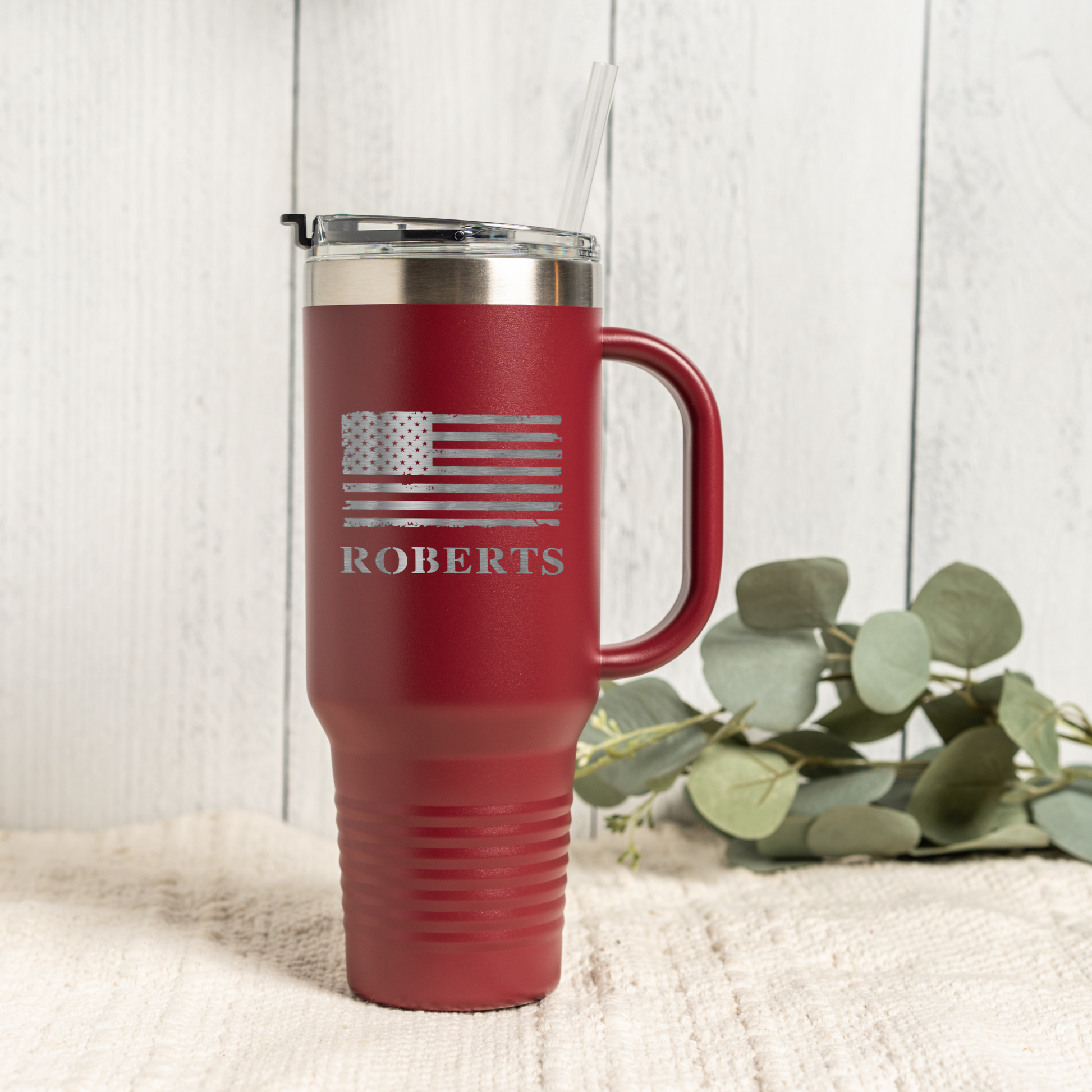40oz Tumbler with Custom American Flag Design