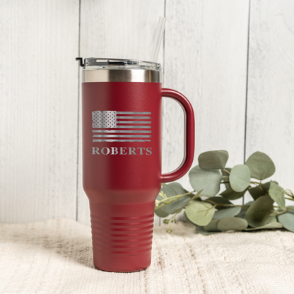 40oz Tumbler with Custom American Flag Design