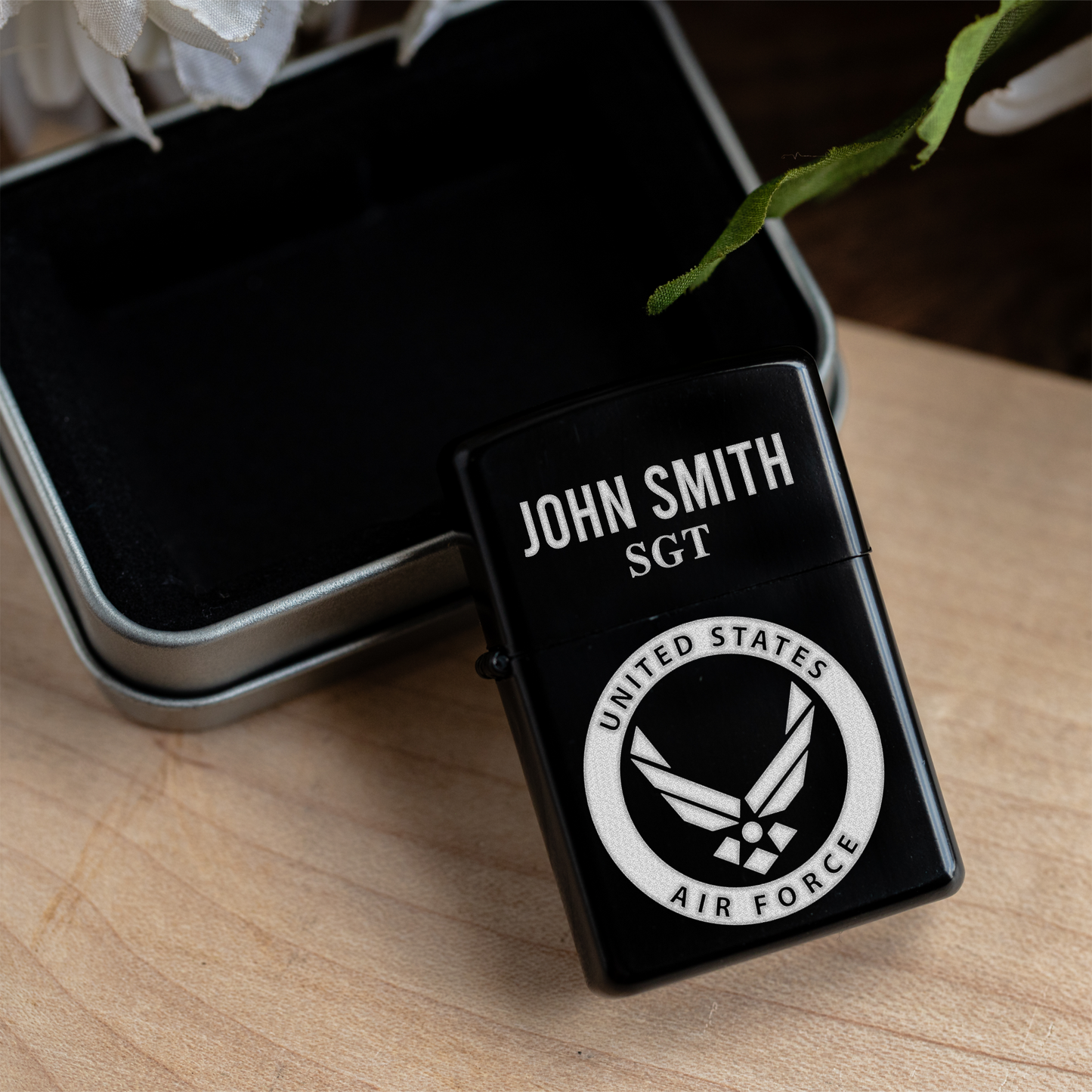 Air Force Engraved Military Lighter, Custom Name and Rank, Personalized Gift for Veterans, Air Force Gifts Engraved Lighter