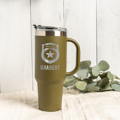 Personalized 40oz Police Badge Tumbler