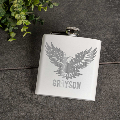 6oz Powder Coated Flask with Eagle Design