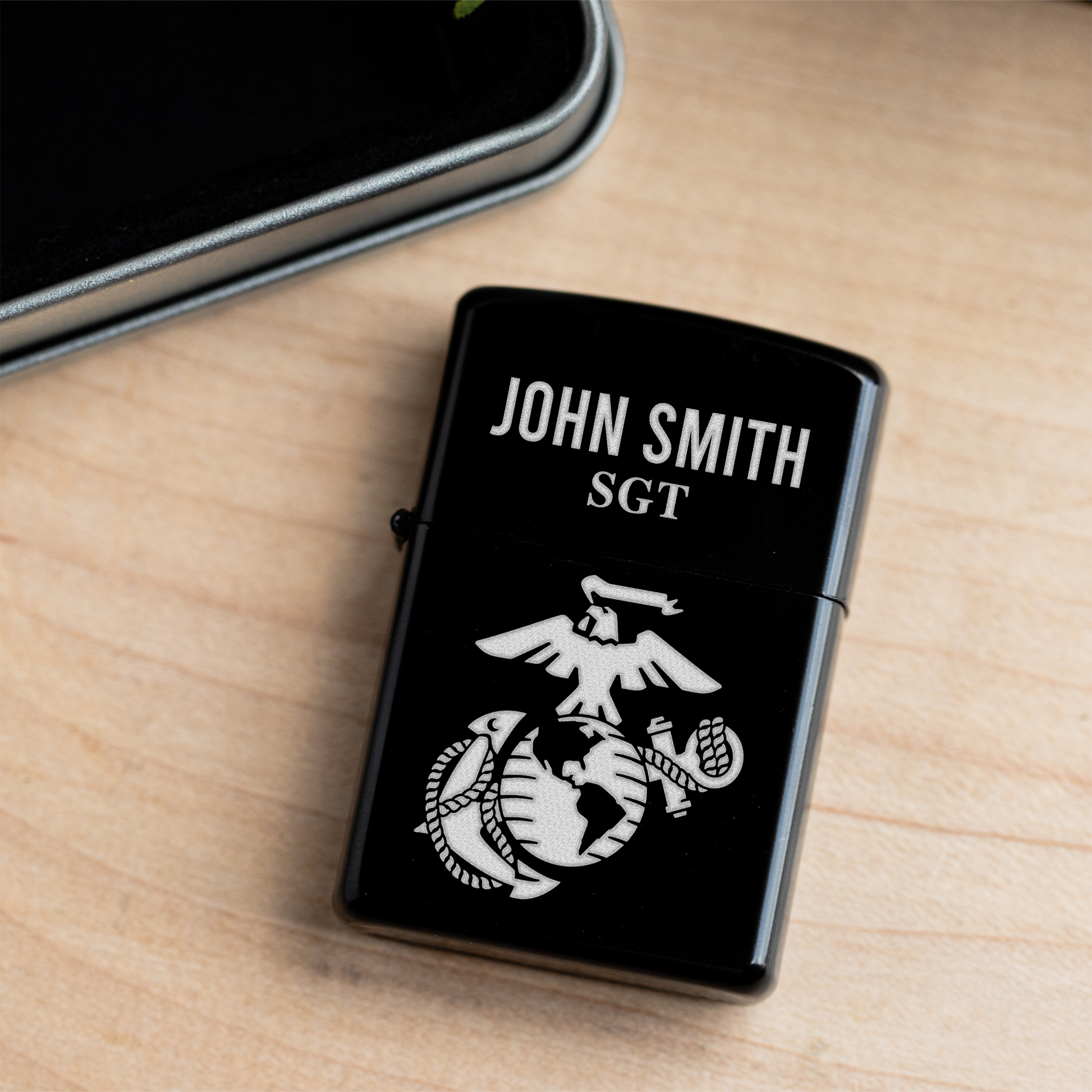 Marine Corps Custom Engraved Lighter with Military Design, Personalized Gift for Veterans, Marine Corps Gift Lighter Engraved