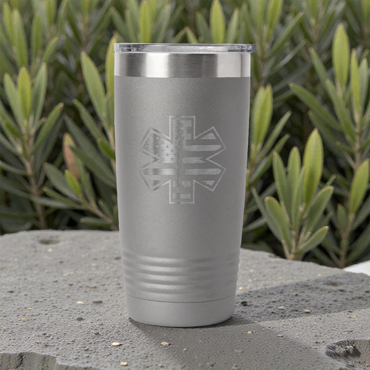 20oz Stainless Steel Tumbler with Medical Star Design, EMT Gift, Hot and Cold Drinkware