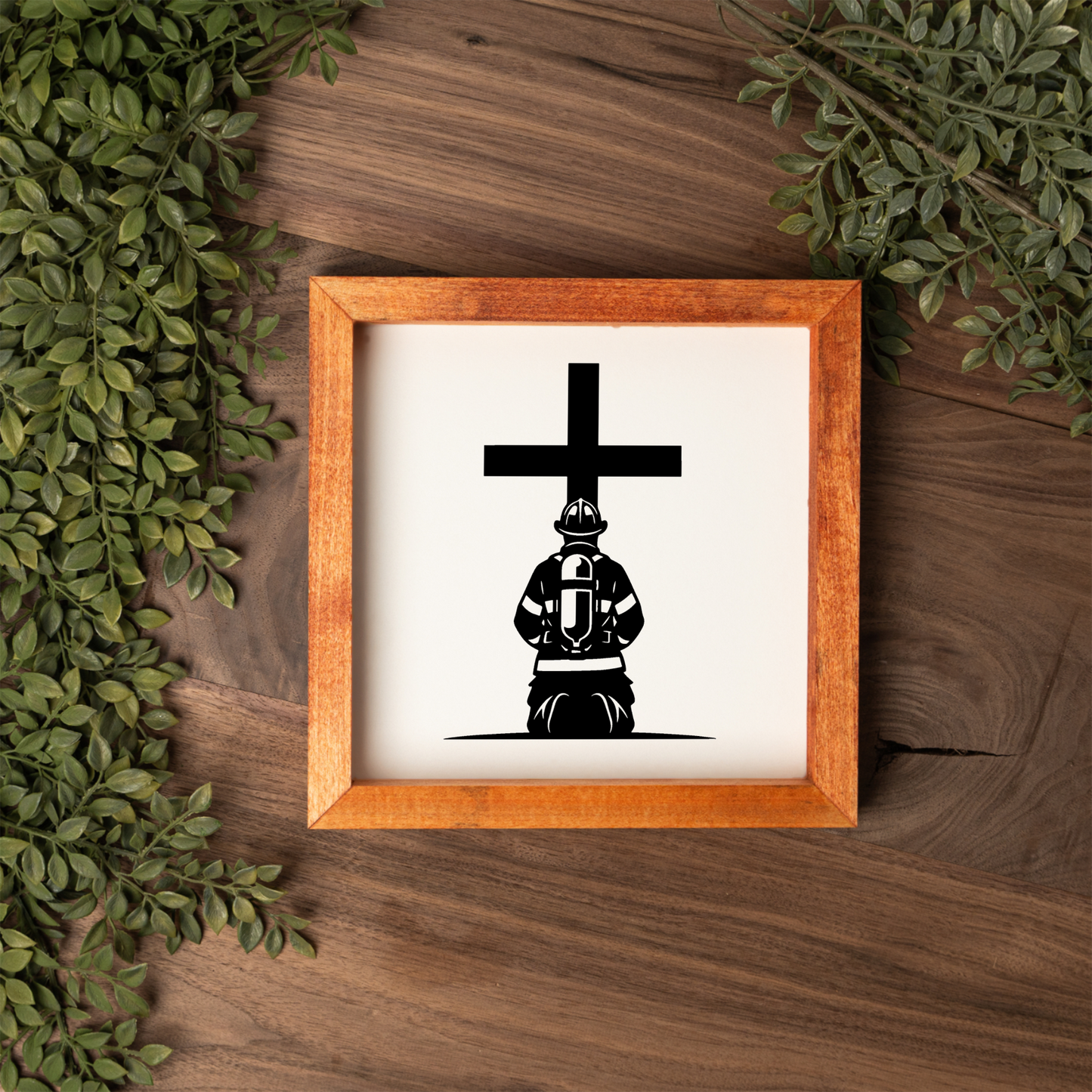Firefighter 1:1 Wooden Framed Decor, Firefighter Handcrafted Wall Art, Perfect for Home or Office Decor