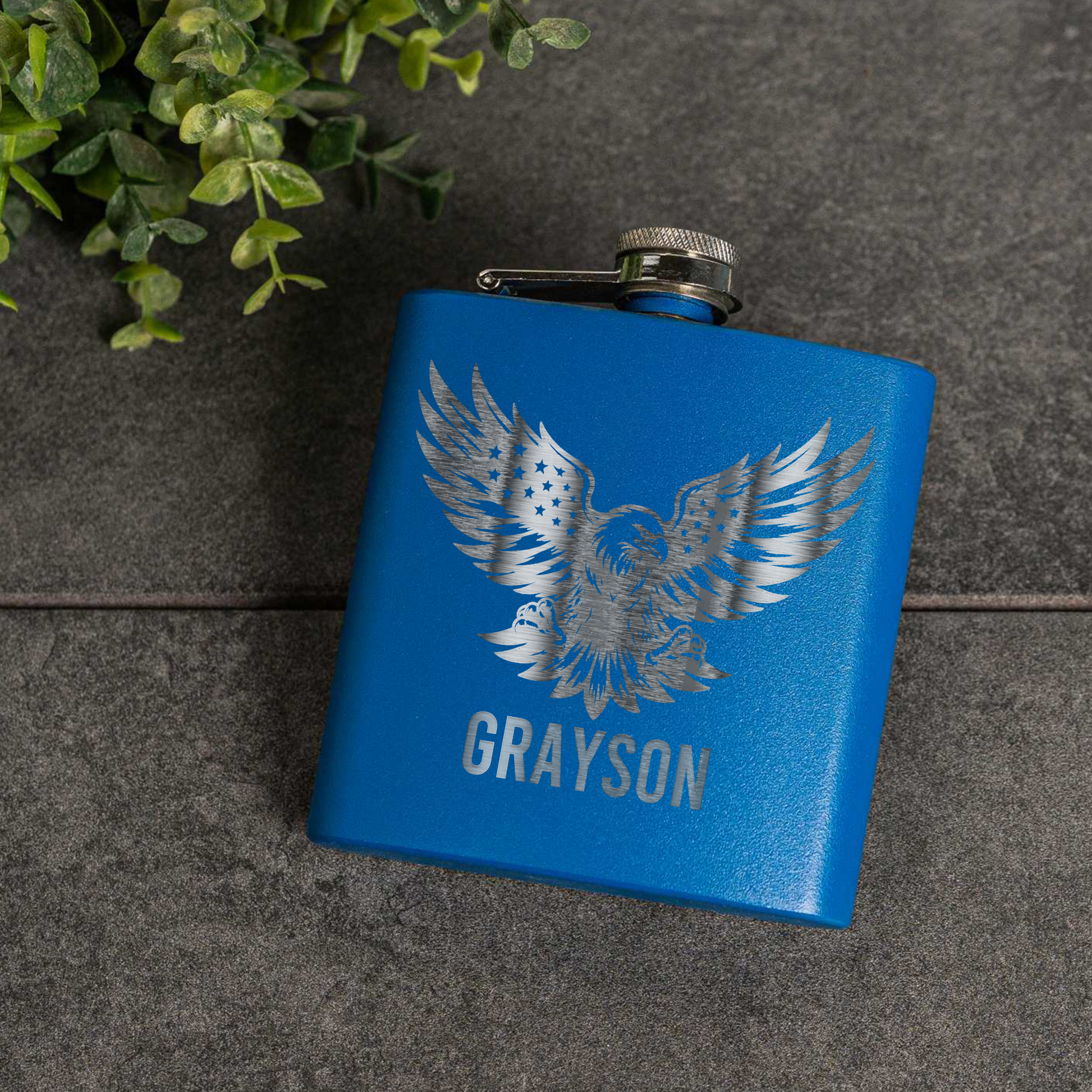 6oz Powder Coated Flask with Eagle Design