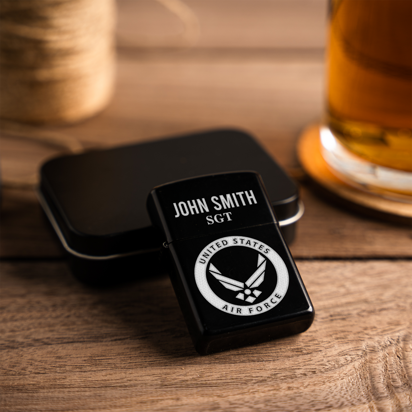 Air Force Engraved Military Lighter, Custom Name and Rank, Personalized Gift for Veterans, Air Force Gifts Engraved Lighter