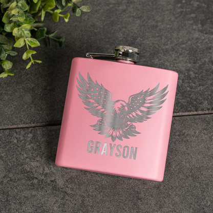 6oz Powder Coated Flask with Eagle Design