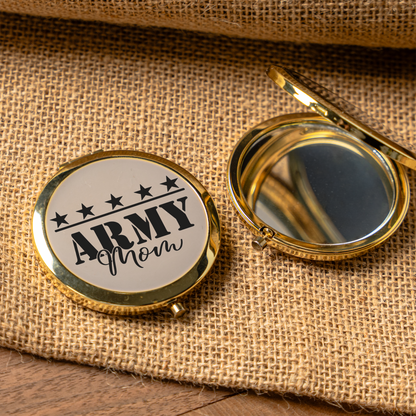 Army Mom Compact Mirror, Stylish Pocket Mirror, Gift for Military Moms, Portable Makeup Accessory