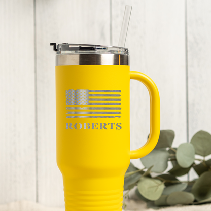 40oz Tumbler with Custom American Flag Design