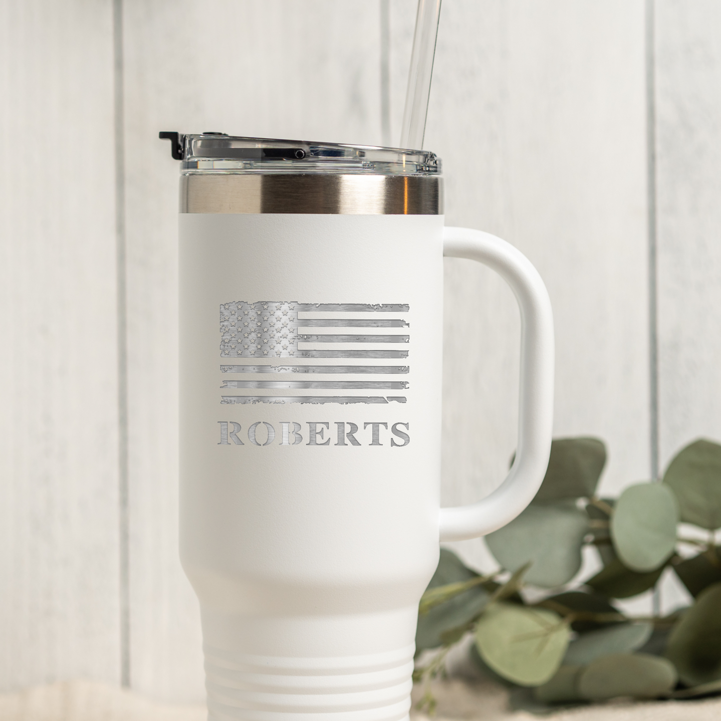 40oz Tumbler with Custom American Flag Design