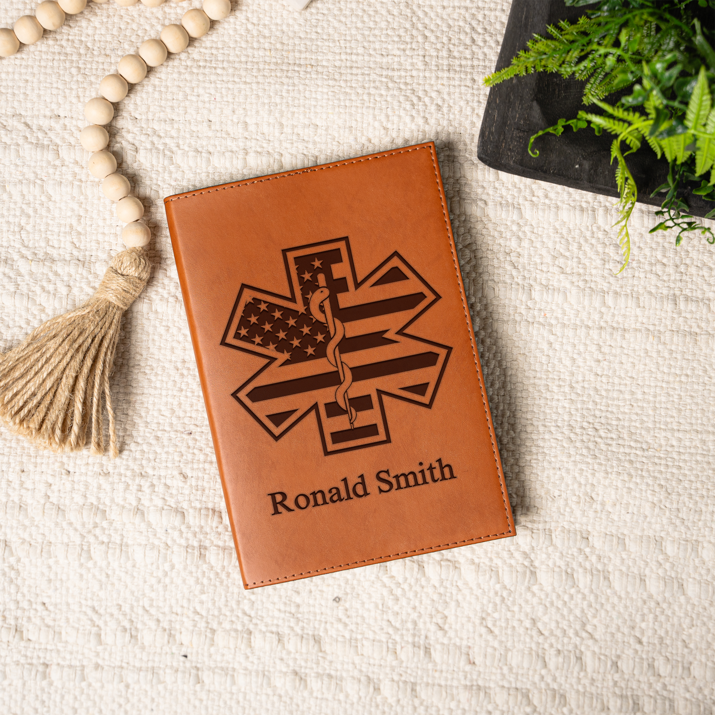 Personalized Leather Journal with Medical Design