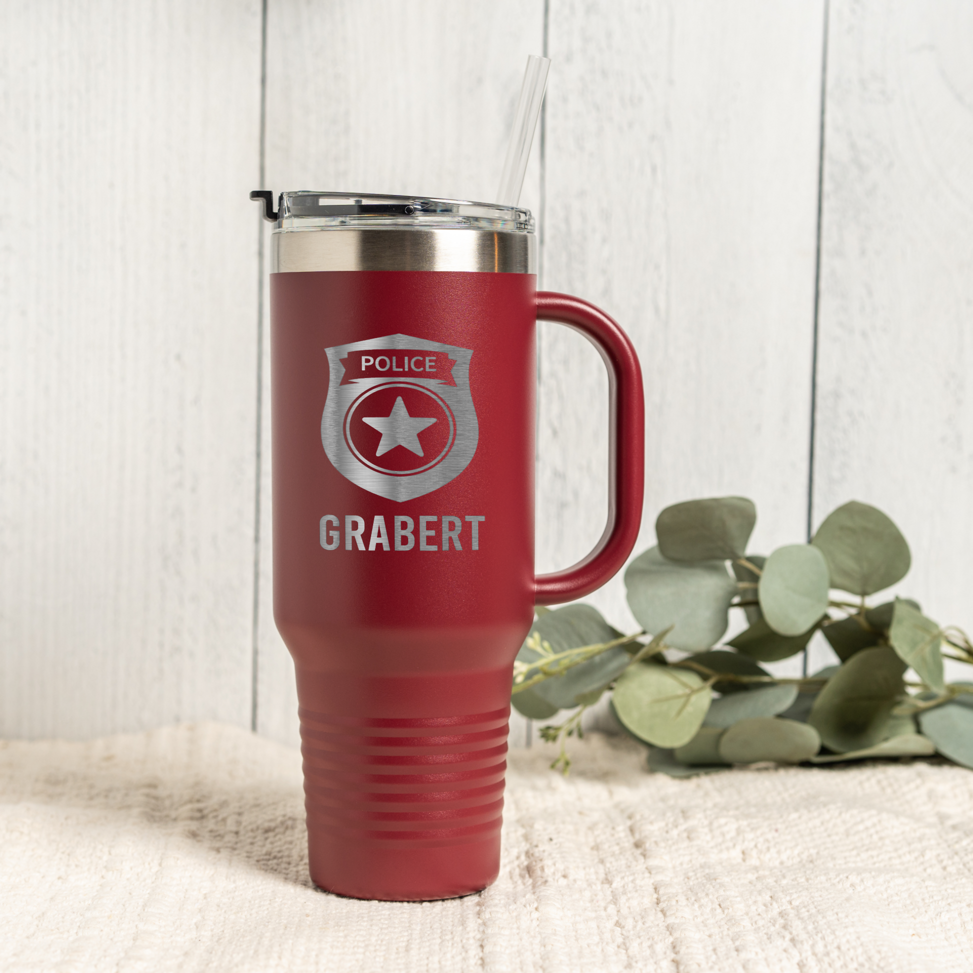 Personalized 40oz Police Badge Tumbler