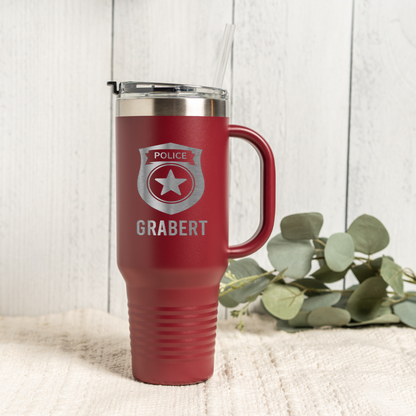Personalized 40oz Police Badge Tumbler