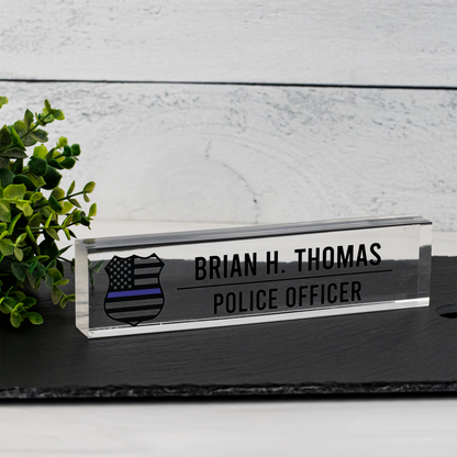 Custom Law Enforcement Clear Acrylic Desk Wedge