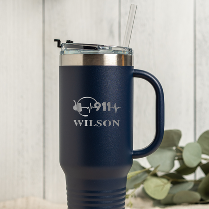 Custom 40oz Tumbler with 911 Dispatcher Design