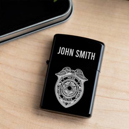 Police Personalized Engraved Lighter with Custom Police Badge Design, Perfect Gift for Him, Custom Police Gifts Engraved Custom Lighter