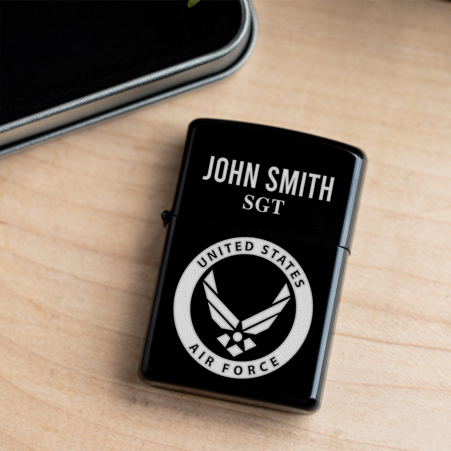 Air Force Engraved Military Lighter, Custom Name and Rank, Personalized Gift for Veterans, Air Force Gifts Engraved Lighter