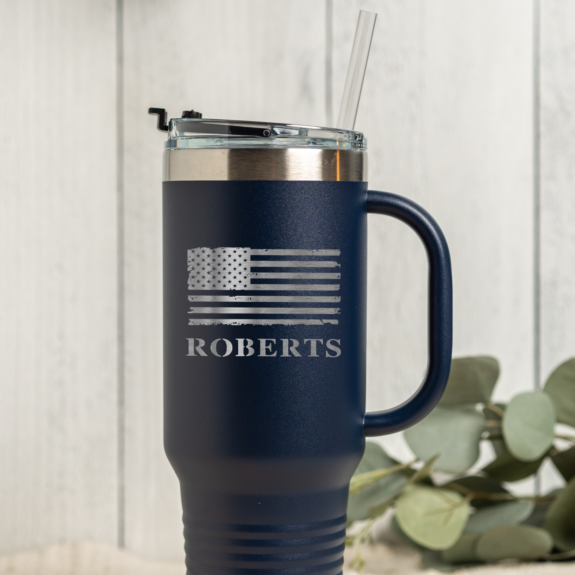 40oz Tumbler with Custom American Flag Design