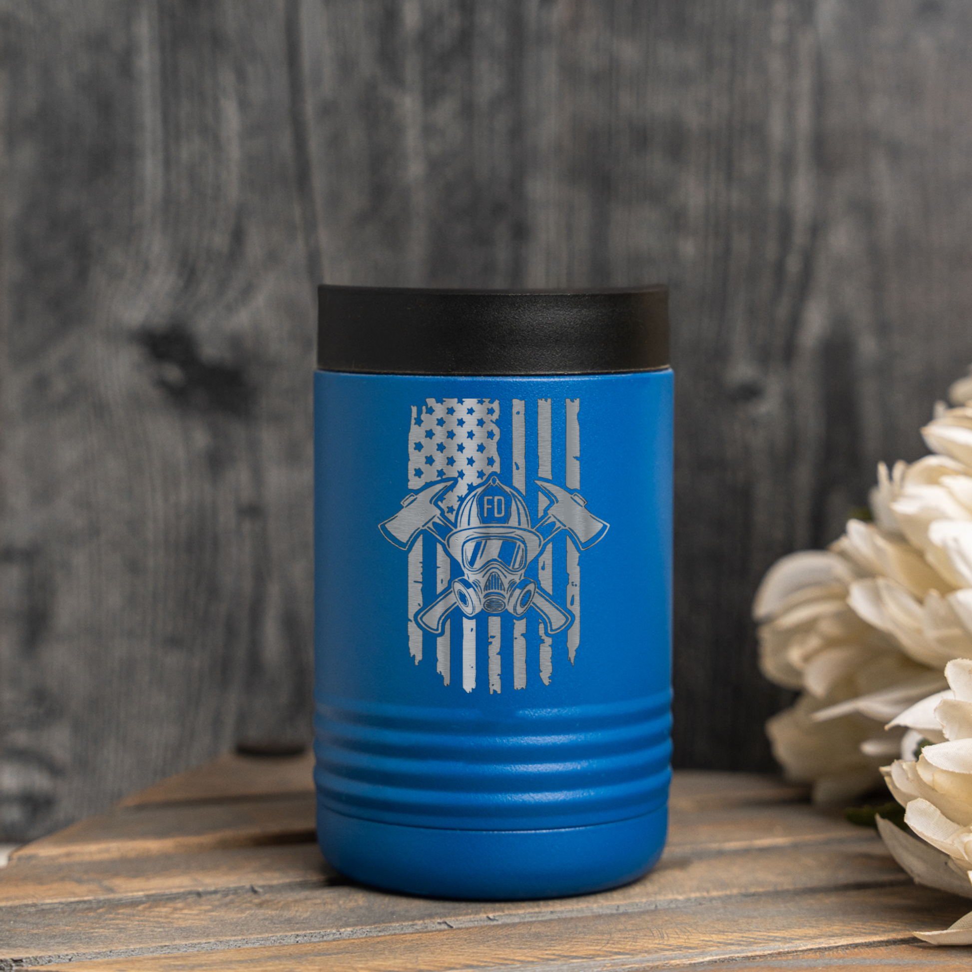 Firefighter Insulated Beverage Holder, Fire Dept Gift, Keeps Drinks Cool