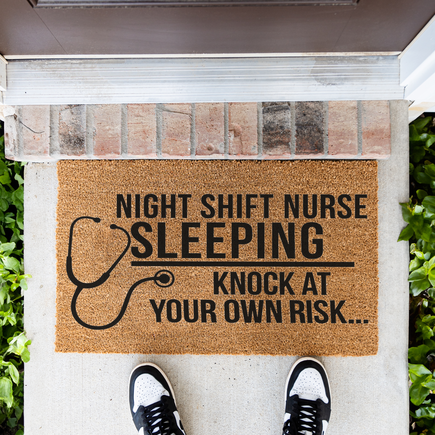 Night Shift Nurse Sleeping Doormat, Funny Nurse Gift, Knock at Your Own Risk