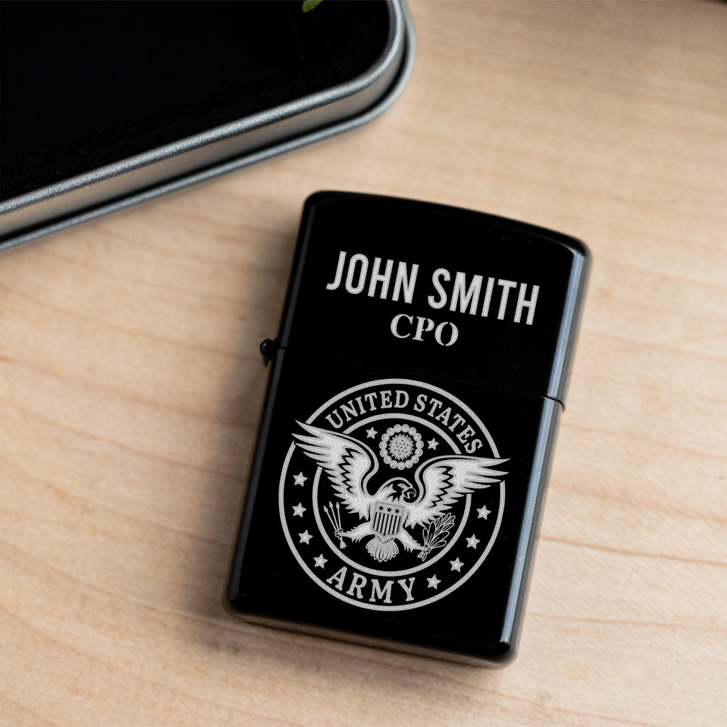 Engraved Lighter with Custom Army Military Design, Personalized Gift for Veterans, Custom Army Gifts, Engraved Lighter With Name