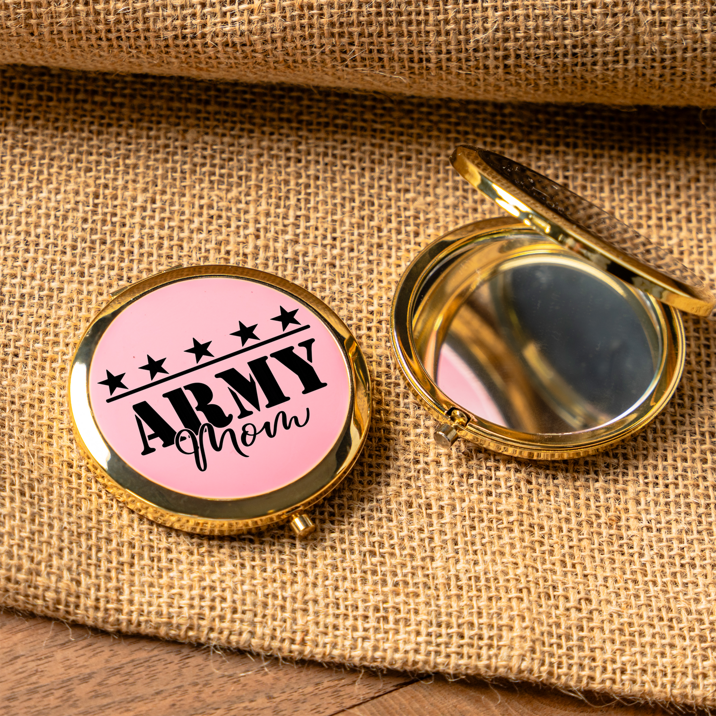 Army Mom Compact Mirror, Stylish Pocket Mirror, Gift for Military Moms, Portable Makeup Accessory
