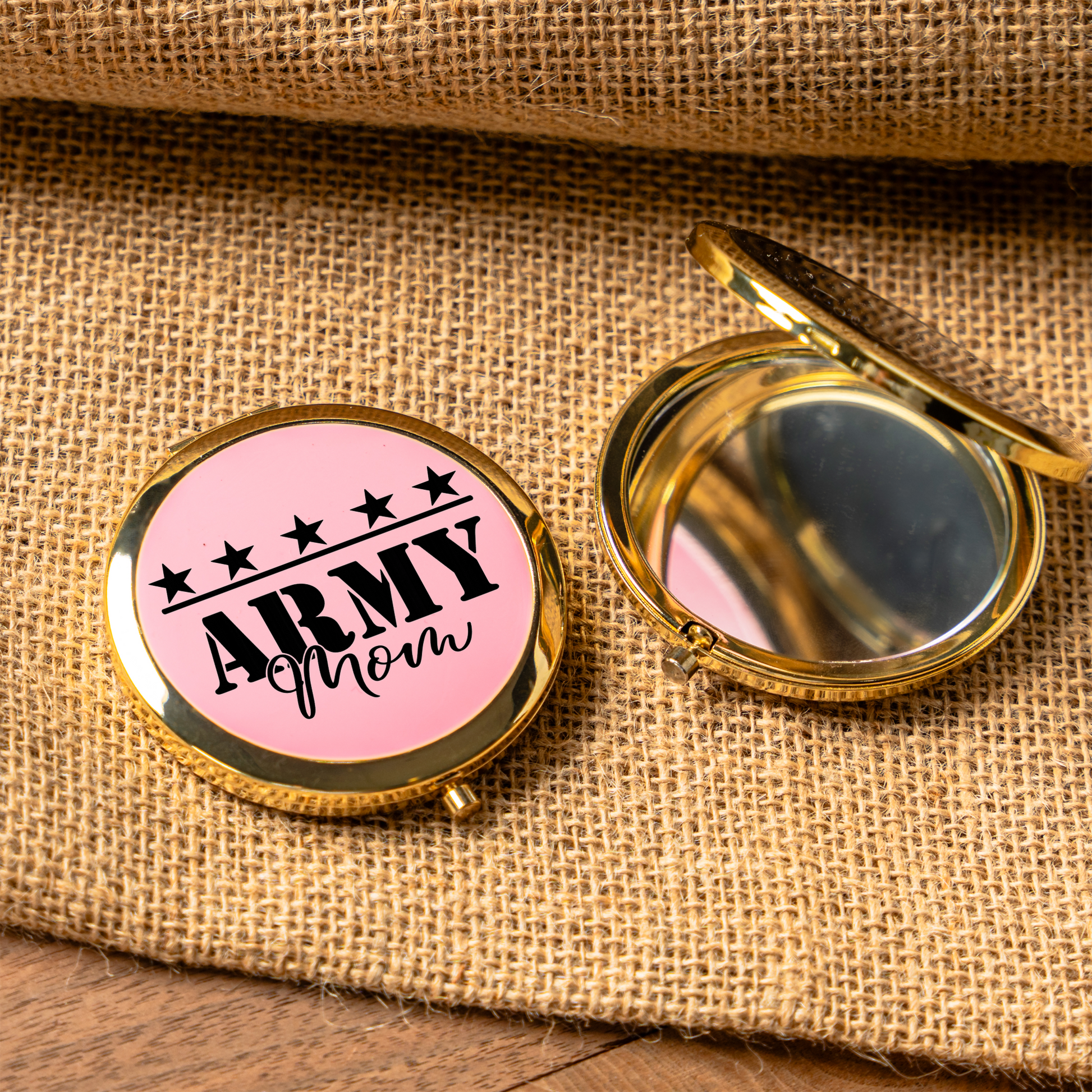 Army Mom Compact Mirror, Stylish Pocket Mirror, Gift for Military Moms, Portable Makeup Accessory