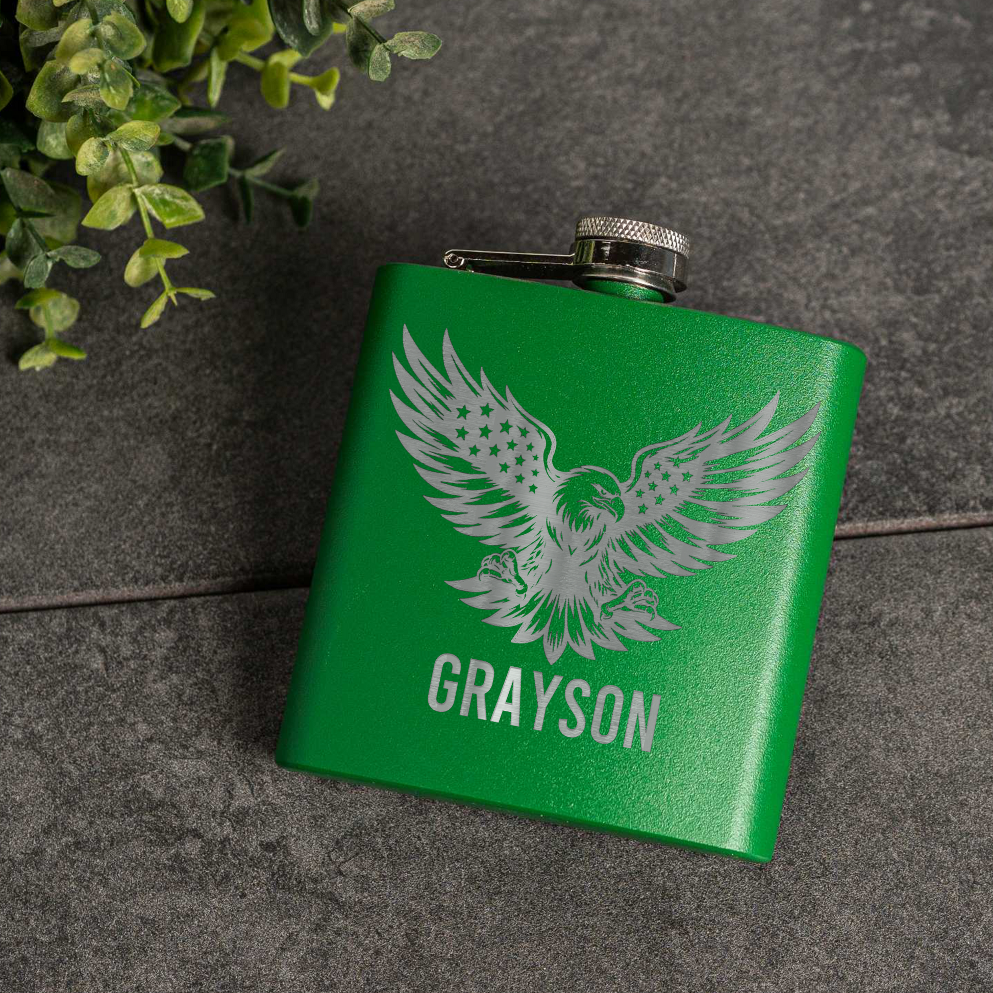 6oz Powder Coated Flask with Eagle Design