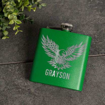 6oz Powder Coated Flask with Eagle Design