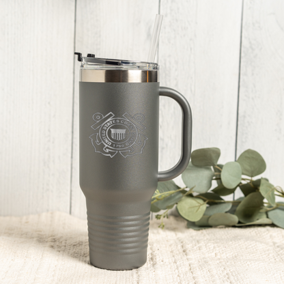 40oz Tumbler with Coast Guard Design, Insulated Travel Mug, Stainless Steel, Perfect Gift