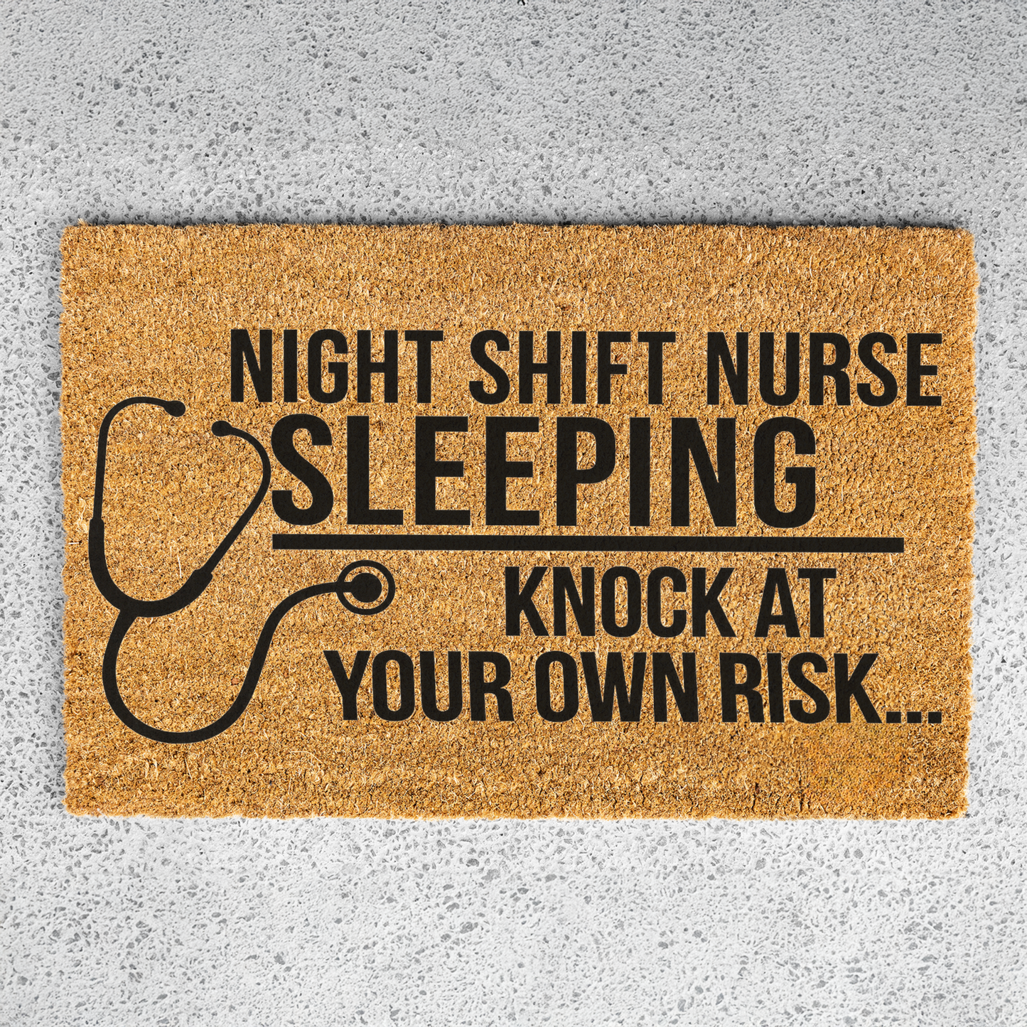 Night Shift Nurse Sleeping Doormat, Funny Nurse Gift, Knock at Your Own Risk