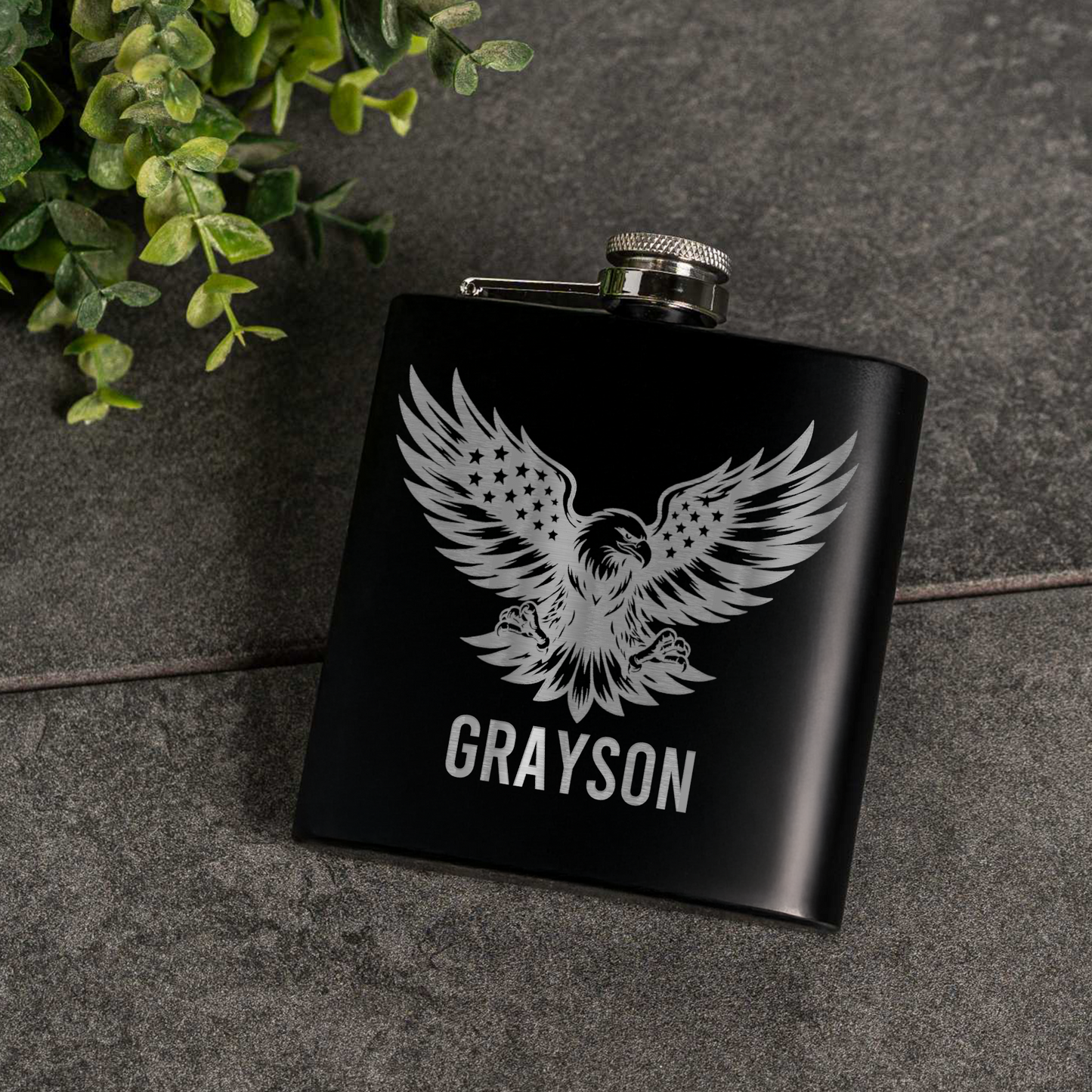 6oz Powder Coated Flask with Eagle Design