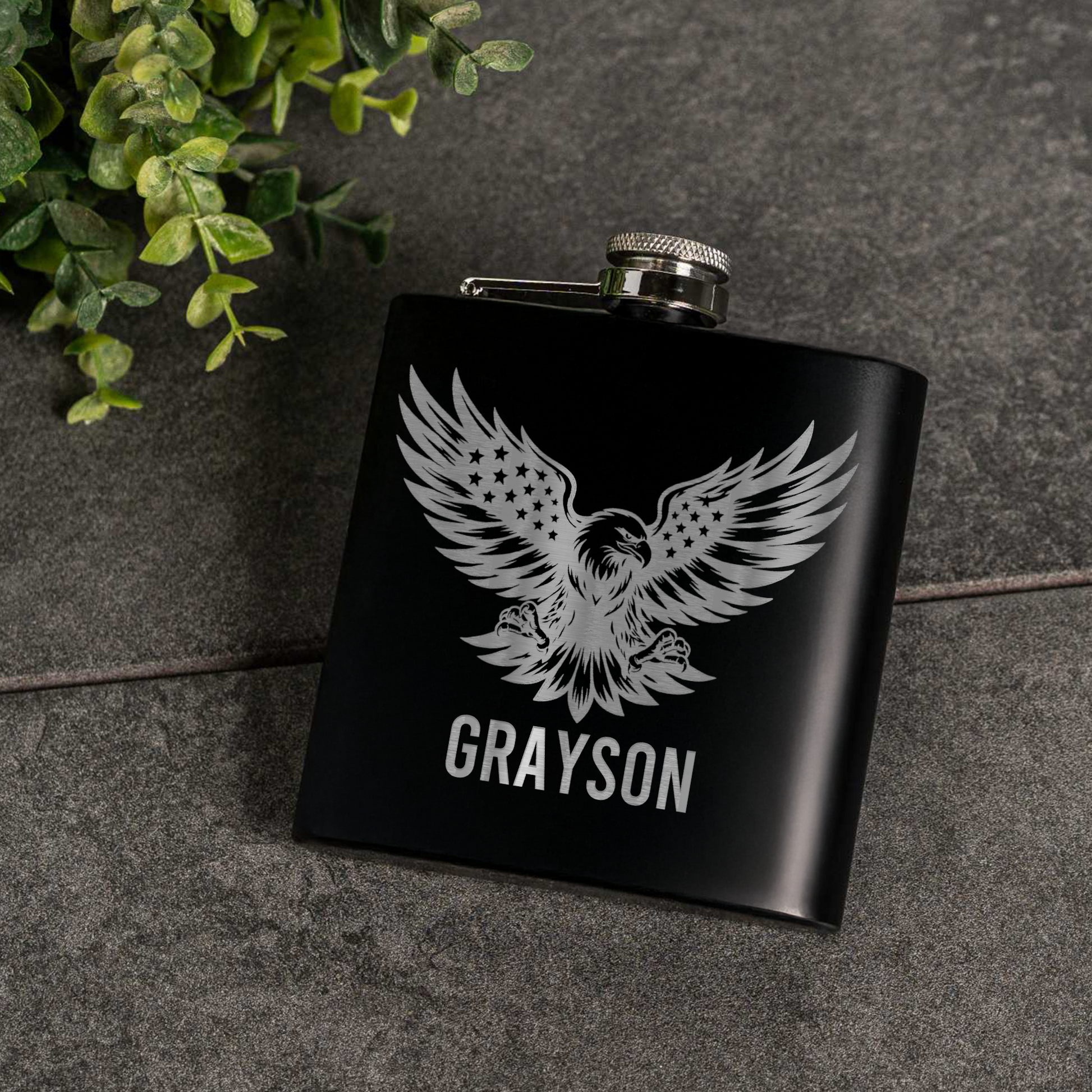 6oz Powder Coated Flask with Eagle Design
