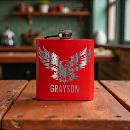 6oz Powder Coated Flask with Eagle Design