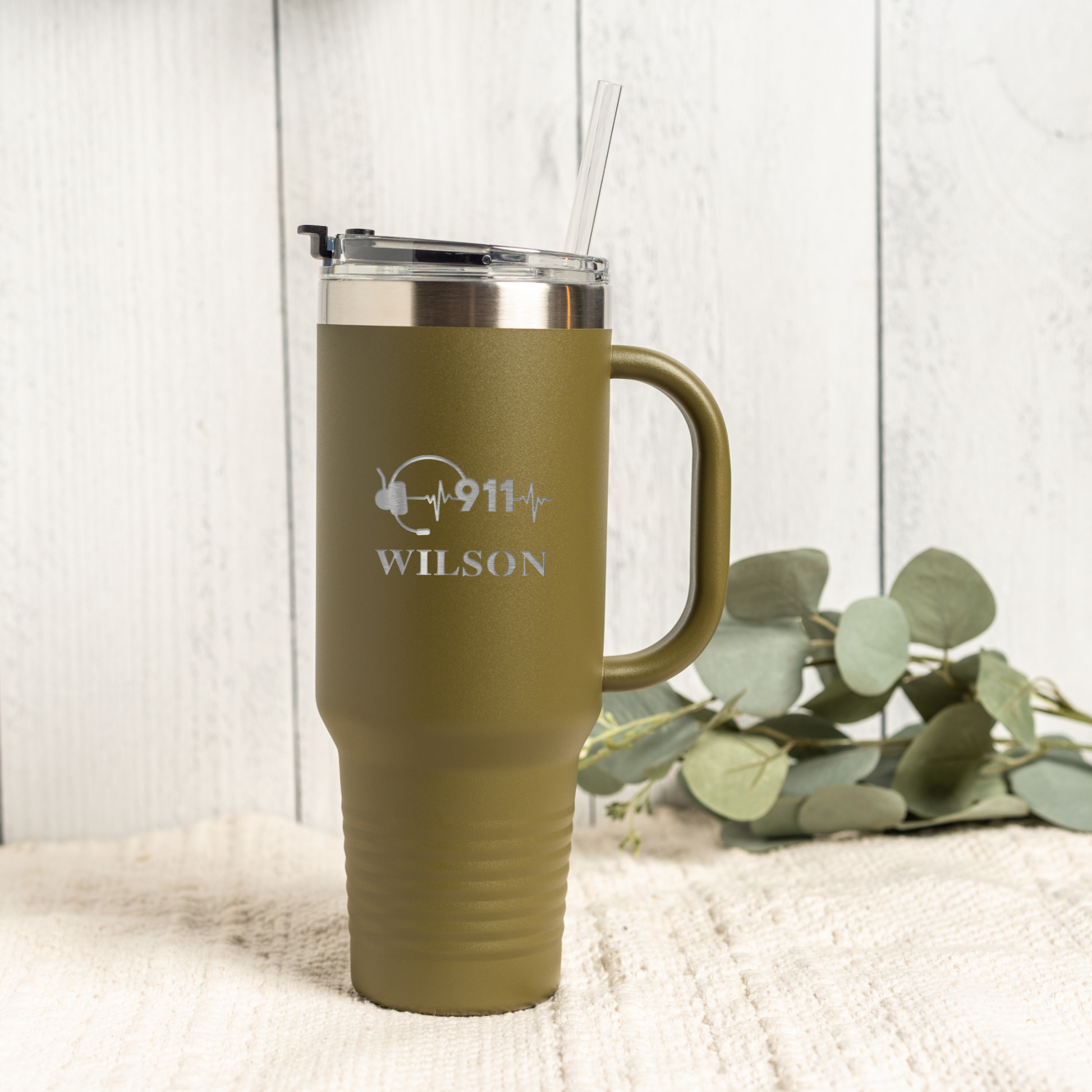 Custom 40oz Tumbler with 911 Dispatcher Design