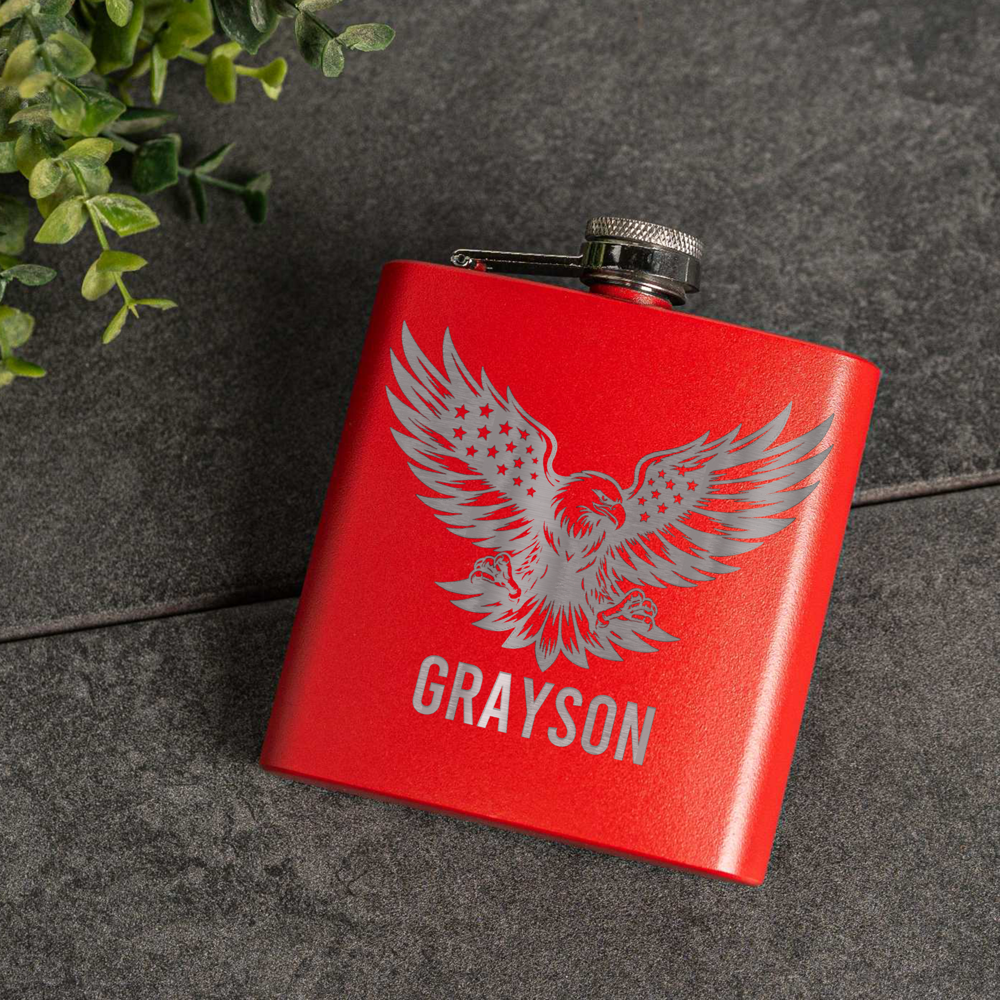 6oz Powder Coated Flask with Eagle Design