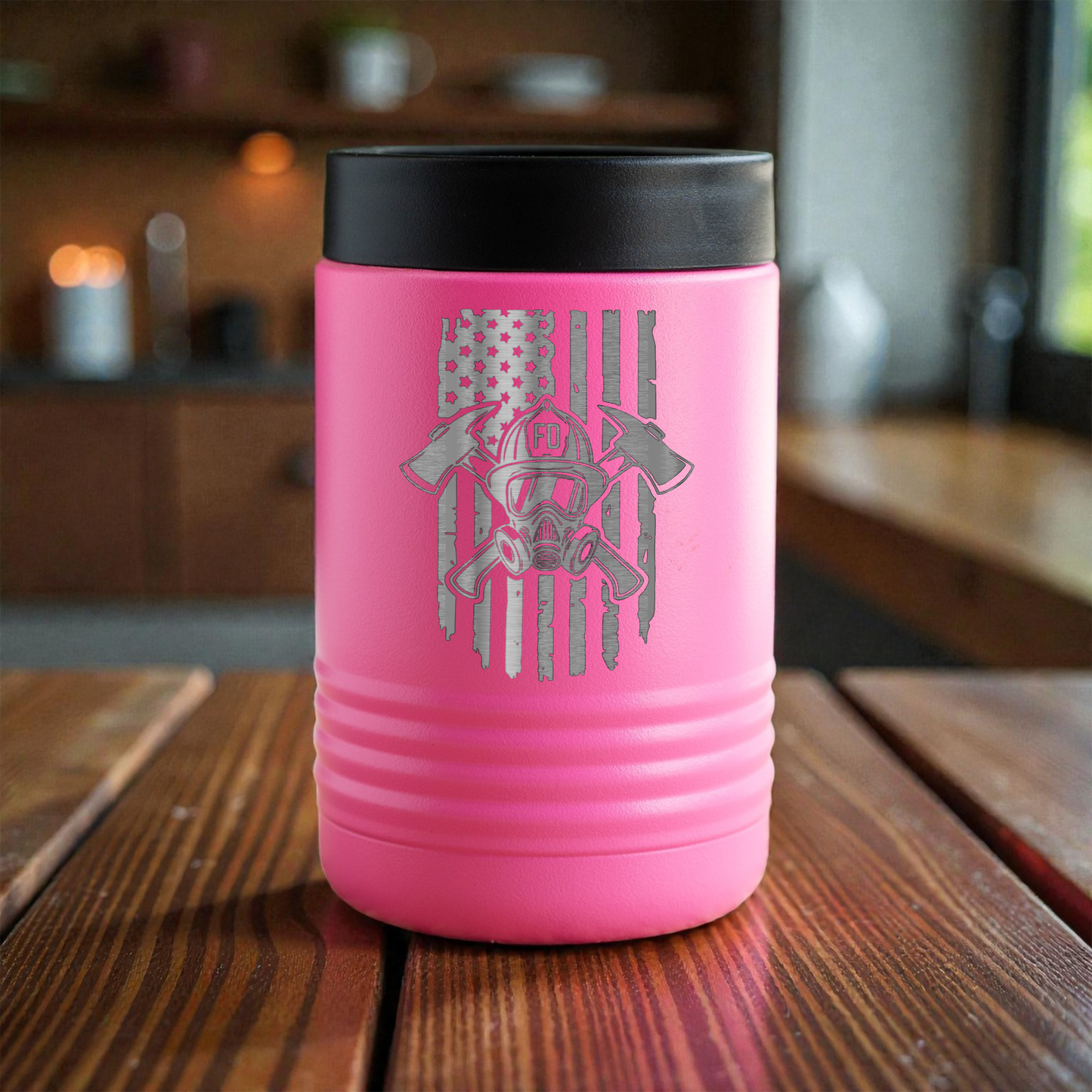 Firefighter Insulated Beverage Holder, Fire Dept Gift, Keeps Drinks Cool