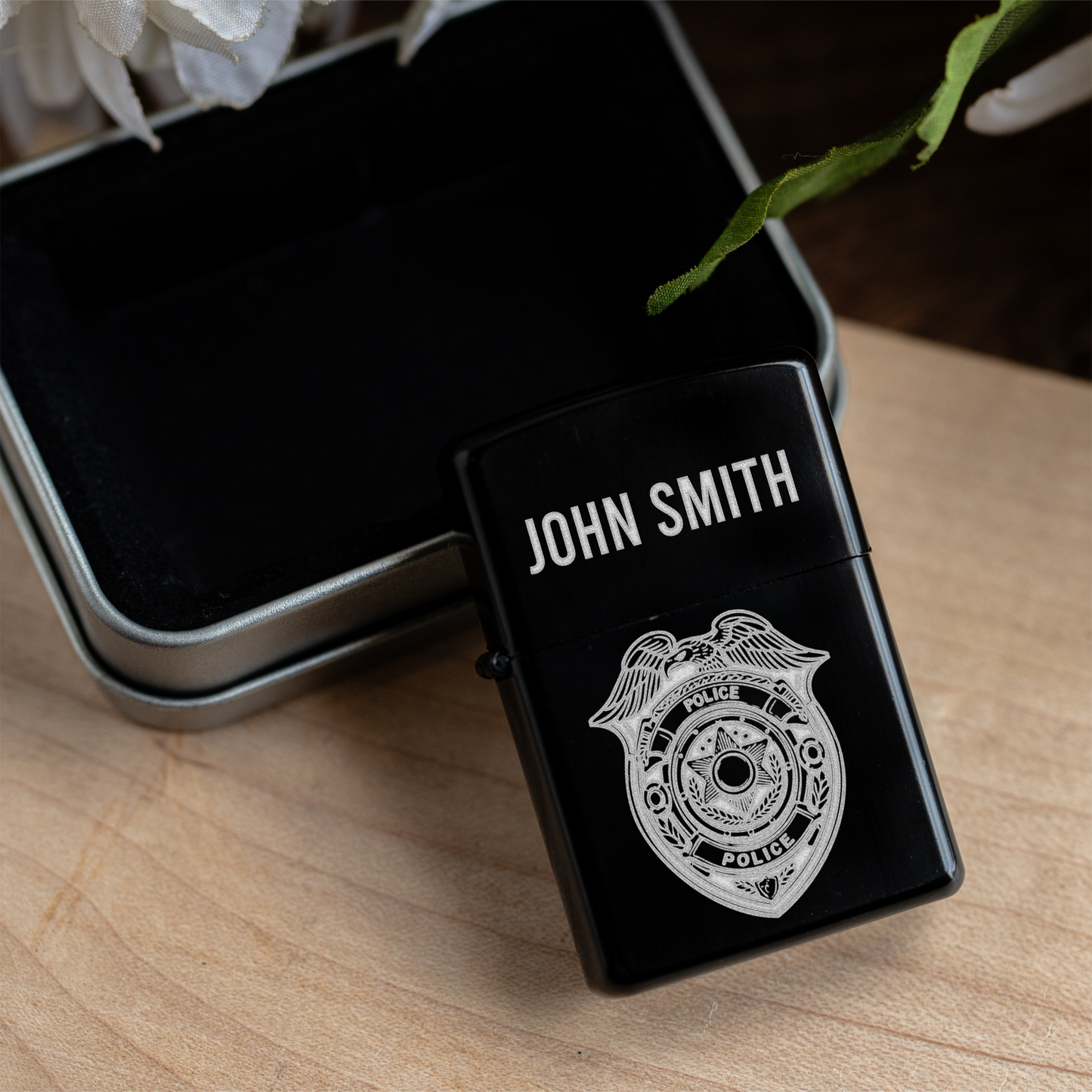 Police Personalized Engraved Lighter with Custom Police Badge Design, Perfect Gift for Him, Custom Police Gifts Engraved Custom Lighter