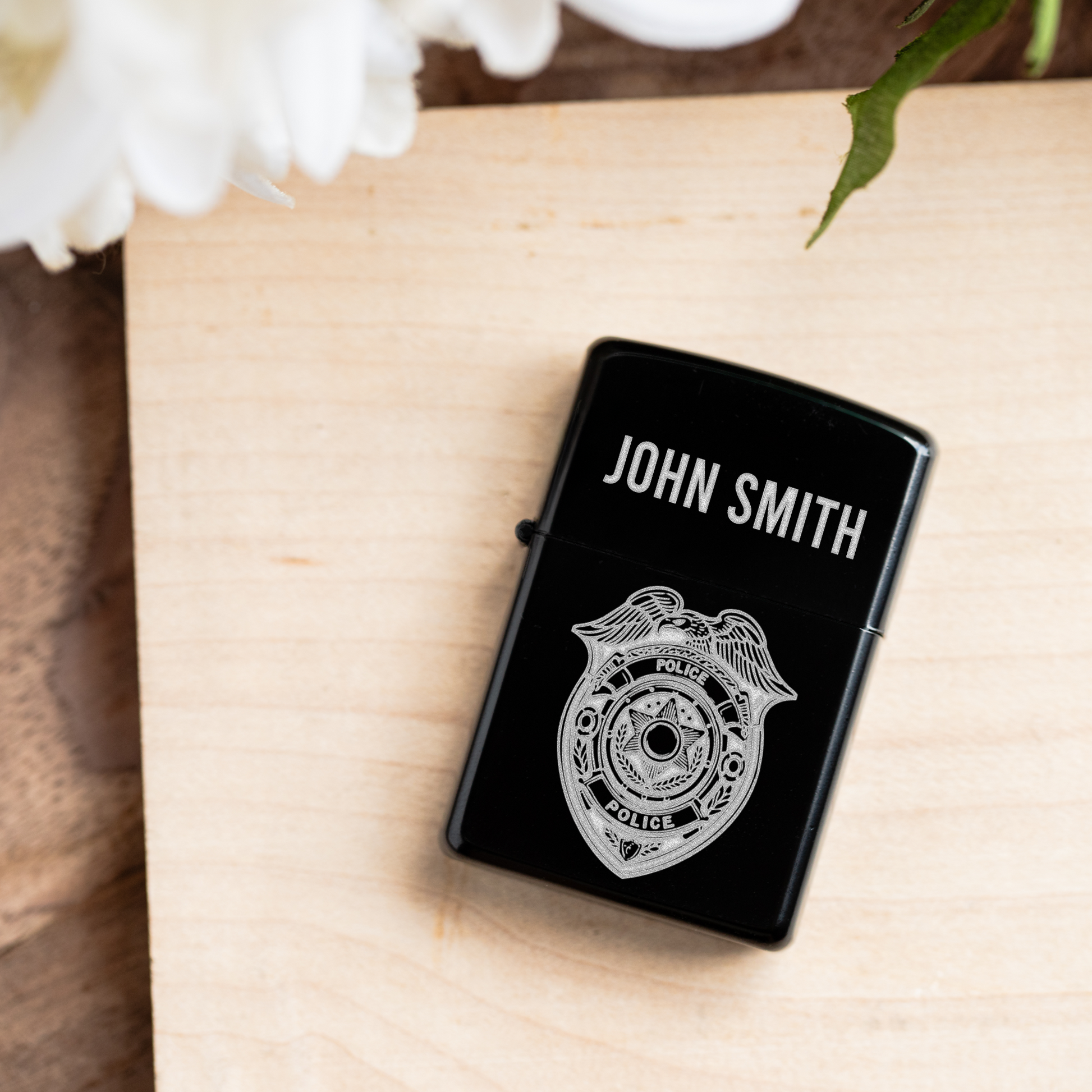 Police Personalized Engraved Lighter with Custom Police Badge Design, Perfect Gift for Him, Custom Police Gifts Engraved Custom Lighter