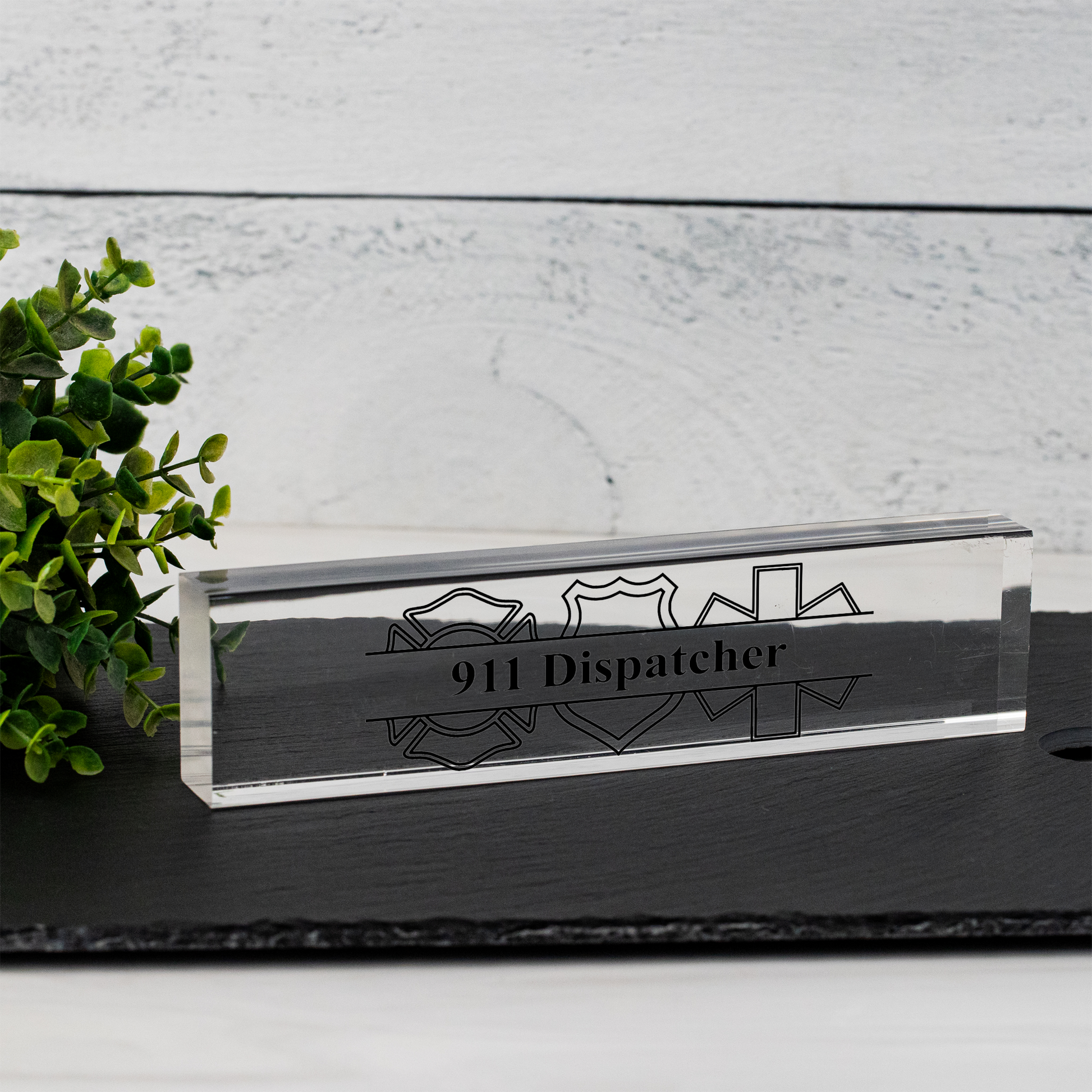 911 Dispatcher Acrylic Desk Name Plate | Emergency Dispatcher Desk Sign | Communications Officer Gift | Dispatch Center Desk Decor | 911 Gift